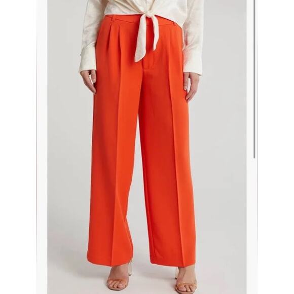 Steve Madden Pants - Steve Madden Pleated Front Trouser Wide Leg Pants High Rise Pumpkin Spice Orange